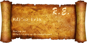 Rácz Erik névjegykártya